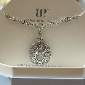 Stunning Rhodium Necklace with Crystal Pendant